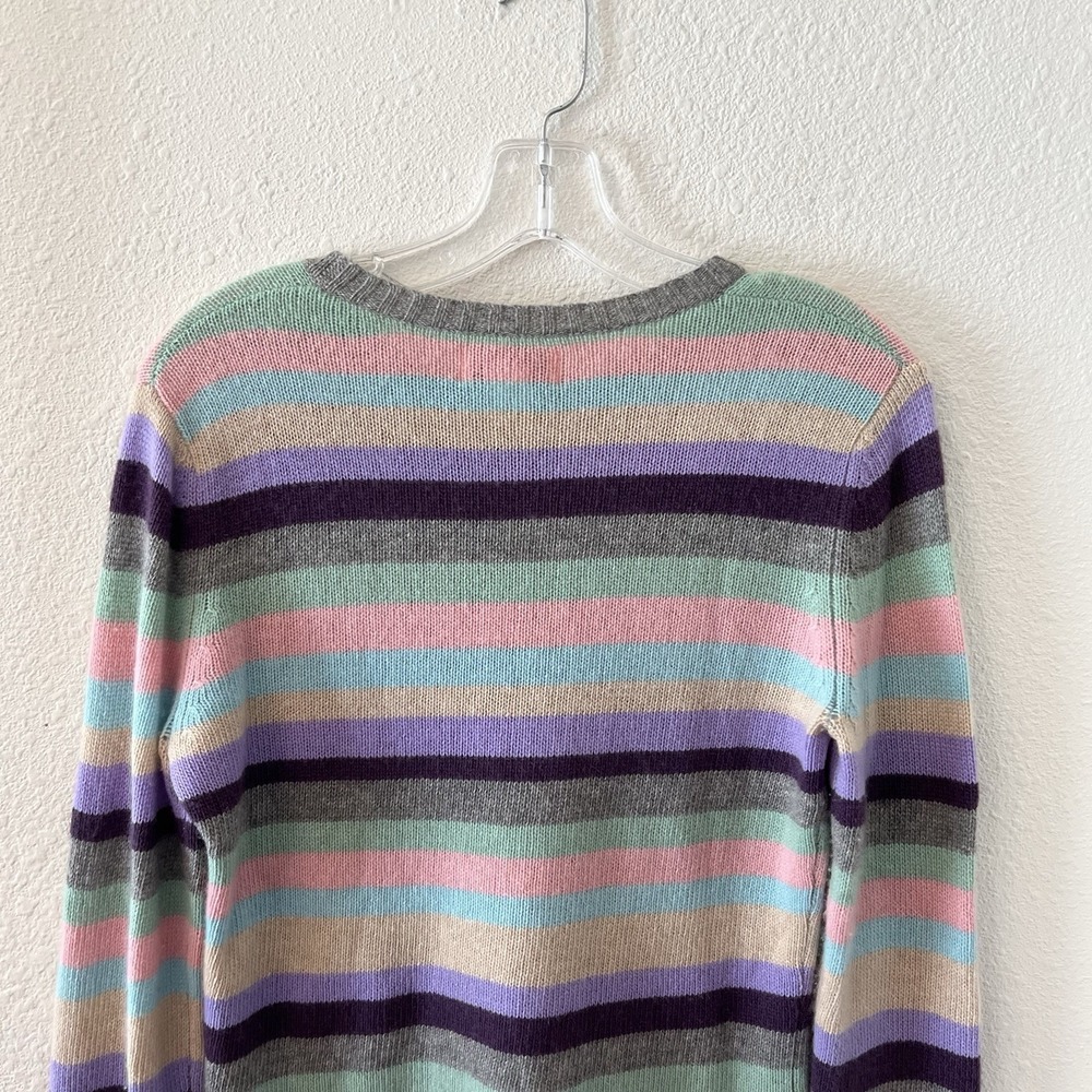 Vintage 90s Sutton Studio Cashmere Sweater Women's Small Striped Pastels Classic - Picture 7 of 12